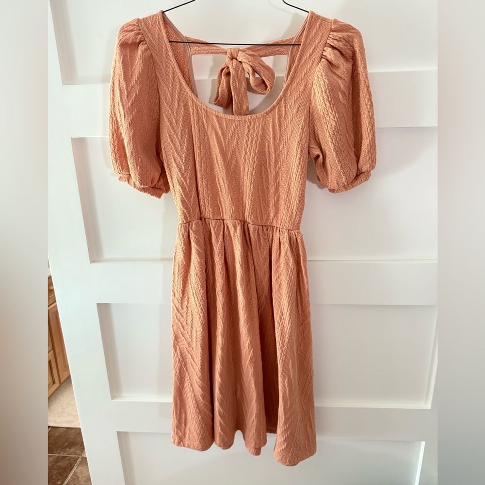 New FSL apparel Peach Puff Sleeve Dress